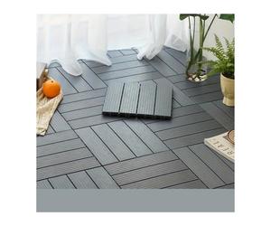 Carrelage pour terrasse extérieure Kit de 10 joints sol en bois et plastique for balcon extérieur, étanche(Grey-10pcs)