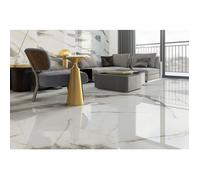 Carrelage sol grand format blanc brillant poli l.120 x L.120 cm VICTORIA