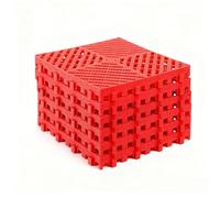 Carrelage Sol Plastique Composite Capacité de Charge Élevée Dalle Garage PP Clipsable Tapis Drainage D'épissure Ateliers, Cuisines(Red,2cm x 12pieces)