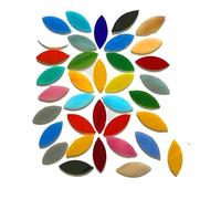 Carrelages En Verre 100 pièces/ensemble couleurs mélangées pétale mosaïque carreaux vitrail Art décoration mosaïques fleur pétales forme feuilles assorties Mosaique Carrelage