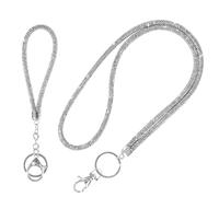 Carreneu Lot de 2 porte-clés pour femme - Avec paillettes - Chaîne de téléphone portable - Lanières à suspendre pour téléphones portables et clés (long et court), argenté, 48