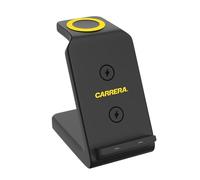 CARRERA CWC-235 Chargeur sans fil pliable 3 en 1, charge rapide magnétique 15 W pour téléphone, 2,5 W pour écouteurs, 2,5 W pour montre, câble de type C inclus, sans danger pour Mag et compatible avec