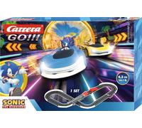 Carrera GO!!! Sonic Racing CrossWorlds - Circuit de Course de Voiture à l'échelle 1:43 avec 4,3 m de Longueur - avec Sonic & Tails, Saut, 2 contrôleurs manuels et câble USB-C - Circuit de Course pour