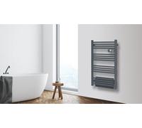 Radiateur sèche-serviette 500W + soufflerie 1000W (1500W) Gris à Tubes ronds