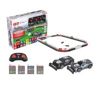 Carrera Véhicule RC Bundesliga Soccer - Terrain de Jeu avec 2 Mini Voitures RC - Ports, Ballon, Autocollants et Bandes - L'action de Course Rencontre Le Football - pour Les Enfants à partir de 6 Ans