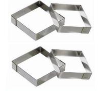 Carrés à Tartelette inox 8 x 8 x 2cm (lot de 4 )* G