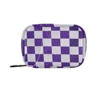 Carrés de faux carreaux à paillettes blanc violet sac de rangement pour médicaments avec compartiments amovibles organisateur amovible pour voyage pour sac à main