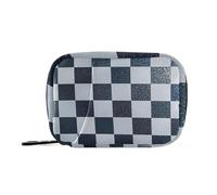 Carrés de faux carreaux à paillettes blanches et bleu marine pour médicaments avec compartiments détachables, grand pilulier portable pour sac à main