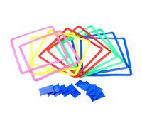 Carrés de marelle - Jeu d'anneaux de marelle de 38 cm, anneaux de marele carrés extérieurs | Parcours d'obstacles dans la cour, carés de 15 pouces avec connecteurs et haricots pour l'équilibre des e