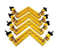 Carrés de positionnement à 90 degrés, pince à angle droit de 15 cm avec 8 pinces de fixation plastique de type L pour menuiserie Outil de serrage pour cadres photos, boîtes, armoires, tiroirs (jaune)
