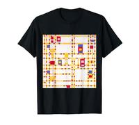 Carrés Rouges Jaunes Bleus Blancs Art Peinture Art T-Shirt Graphique avec Valeur