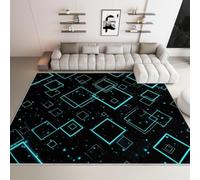 CarréS Vert Turquoise Tapis 150x240 cm Style Moderne Moquette Antiderapant à Poils Courts Tapis 3D Lavable en Machine Convient aux Chambres, Bureaux Salons et Couloirs b-1177