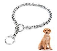 Carreuty Collier en métal pour chien, collier étrangleur épais et durable pour dressage en plein air, promenade, collier réglable en métal argenté - M Longueur 55 cm Diamètre 3 mm