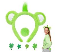 Carreuty Lot de 6 accessoires de costume d'ours, bandeau d'ours et queue de cheval, 4 autocollants mignons pour la journée mondiale du livre, histoire d'animaux, personnage de personnage pour filles