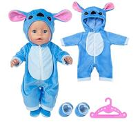 Carreuty Salopette pour Poupées de 14-17 Pouces - Tenues Bleues avec Chaussettes de Suspension pour 35-45 cm Nouveau-Né Bébé Poupées Filles
