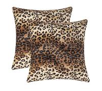 CARRIE HOME Lot de 2 Housses de Coussin décoratives en Fausse Fourrure à imprimé léopard pour la Maison, Le canapé (40,6 x 40,6 cm)