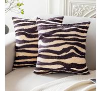 Carrie Home Lot de 2 Housses de Coussin décoratives Modernes en Velours Doux pour Chambre à Coucher, canapé, Sofa, Style Rustique, imprimé zèbre, 45,7 x 45,7 cm (Coussin Non Inclus)
