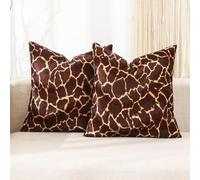 CARRIE HOME Lot de 2 housses de coussin décoratives modernes en velours doux pour chambre à coucher, canapé, sofa, style rustique, imprimé girafe, 45,7 x 45,7 cm (coussin non inclus)