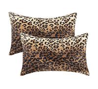 CARRIE HOME Lot de 2 Housses de Coussin Lombaire en Fausse Fourrure Douce à imprimé léopard pour canapé et canapé (30,5 x 50,8 cm)