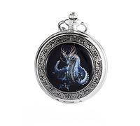 Carrie Hughes Montre à gousset mécanique pour homme avec chaîne Motif dragon bleu Steampunk Doré, Chpw3, Rétro