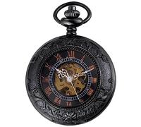 Carrie Hughes Montre gousset mécanique baroque pour homme avec chaîne dans une boîte CHPW9B, CHPW9B, rétro, mode, décontracté, affaires, steampunk