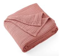 Carriediosa Couverture d’été 100 % mousseline de coton à 4 couches, couverture en gaze et lin douce, légère et respirante pour adultes, toutes saisons, King size, 274,3 x 228,6 cm, Mauve