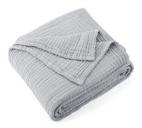Carriediosa Couverture d’été 100% Mousseline de Coton à 4 Couches, Couverture en Gaze et Lin Douce, légère et Respirante pour Adultes, Toutes Saisons, XL, 127 x 177,8 cm, Gris