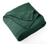 Carriediosa Couverture d’été 100% Mousseline de Coton à 4 Couches, Couverture en Gaze et Lin Douce, légère et Respirante pour Adultes, Toutes Saisons, XL, 127 x 177,8 cm, Vert foncé