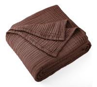 Carriediosa Couverture d’été 100% Mousseline de Coton à 4 Couches, Couverture en Gaze et Lin Douce, légère et Respirante pour Adultes, Toutes Saisons, XL, 127 x 177,8 cm, Marron foncé