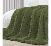 Carriediosa Couverture en Tricot épais 100% Fait à la Main en Fil Chenille Doux et Moelleux pour canapé, Sofa, lit, lit jumeau, 152,4 x 203,2 cm, Vert Olive