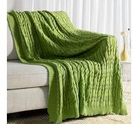 Carriediosa Couverture en tricot torsadé doux texturé léger pour ferme, jeté décoratif d'été tricoté en chenille pour canapé, chaise, lit, canapé, 152,4 x 203,2 cm, pour lit simple, vert citron
