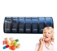 Carrier à 7 jours avec serrure - Organisateur hebdomadaire pour pilules avec minuterie, récipient de nettoyage de poussière, rectangulaire et portable | Pilum Menter Medicine Planner avec des comparti