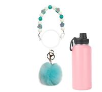 Carrier à bouteille d'eau, Velvet Acrylique ABS 60G | Sangle de bouteiłle d'eāu avec poignée perlée, pendentif à balle moelleuse, voyage, randonnée, jogging, porte-bouteille d'eau | Plage extérieure