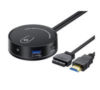 Carriere Commutateur de Bureau pour Ordinateur Internet Cafe Universal USB3.0 Audio Bouton D'Extension d'alimentation Externe pour Bureau à Domicile (D)