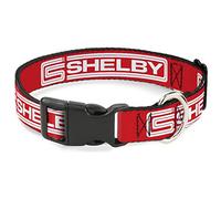 Carroll Shelby CS Collier pour chien en plastique avec logo Shelby Racing Rouge Blanc 17,8 à 21,6 cm Largeur 1,3 cm