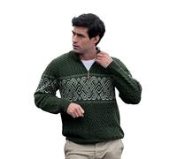 Carrolls Irish Gifts Pull Jacquard à Demi-Fermeture Éclair pour Homme Motif Celtique Anthracite, Vert Militaire, S