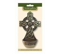 Carrolls Irish Gifts Royal Tara Décoration murale en forme de police d'eau bénite Plaqué bronze Motif croix celtique