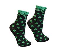 Carrolls Irish Gifts T9314 Traditional Craft Black/Overall Green Shamrock Ladies Ankle Socks, One size Femme