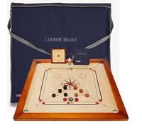 Carrom Board Kit de Planche de Carrom Taille Officielle 7 kg - 74 cm x 74 cm (Taille Officielle) Aire de Jeu Interne - Bois Dur Indien de qualité - Kit Complet avec disques Officiels