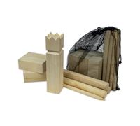 Carromco Échecs Vikings Kubb en Bois de Caoutchouc résistant aux intempéries, Jeu de Lancer extérieur avec Sac de Transport