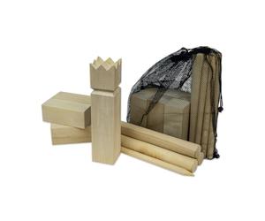 Carromco Échecs Vikings Kubb en Bois de Caoutchouc résistant aux intempéries, Jeu de Lancer extérieur avec Sac de Transport
