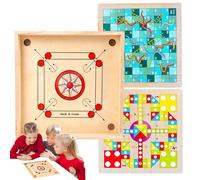 Carroms Board Game, Classic Strikes Wood Set, 12.12x12.12in Authentic Educational Family Game, Smooth Playing, Wooden Strike Board Games for Friends, Lovers