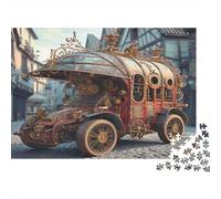 Carrosse Steampunk - Puzzle de 1000 pièces en Carton 100% recyclé - Voiture Steampunk Vintage - Décoration pour Adultes et Enfants - 38 x 26 cm