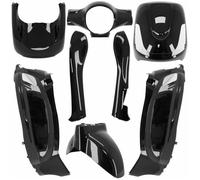 Carrosserie-carenage scoot adaptable sym 50 fiddle 2 4t 2011+2021, sym 125 fiddle 2 2010+2014 noir brillant (kit 8 pieces)
