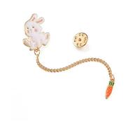 Carrot Enamel Cute Rabbit Chain brooches Animals Badge Women Denim Jackets Collar Lapel pins Cartoon Jewelry s Made in China