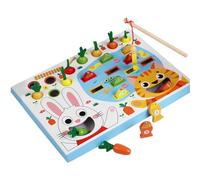 Carrot Harvest Game, Magnetic Fishing Toy, Sorting Puzzle Set, Wooden Design, Color Matching Activity, Ideal for Toddler Kids Girls Boys Children Early Education Play