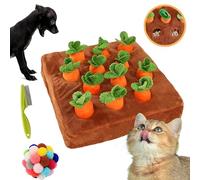 Carrot Patch Cat Toy, Carrot Catnip Toy, Cat Enrichment Carrot Patch, Cat Carrot Puzzle, Interactive Squeaky Carrot Farm Snuffle Mat for Puppy Brain Training (avec Son)