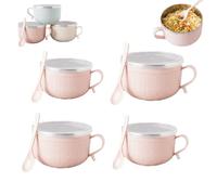 Carroterr Lot de 4 tasses de repas avec couvercles, 708,7 g, avec couvercle, bol en acier inoxydable double couche résistant à la chaleur, ensemble de tasses de Noël pour café, ragoûts, idéal pour