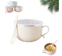 Carroterr Mug repas avec couvercles, tasse de repas avec couvercles, bol à double couche résistant à la chaleur, ensemble de tasses d'hiver pour café, ragoûts, idéal pour Noël