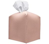 Carrotez Housse de boîte à mouchoirs, [raffiné] Support de boîte à mouchoirs carré en cuir PU moderne - Support décoratif/organisateur pour comptoir de salle de bain, tables de chevet, bureau et voiture 5 x 5 x 5 - Rose rose